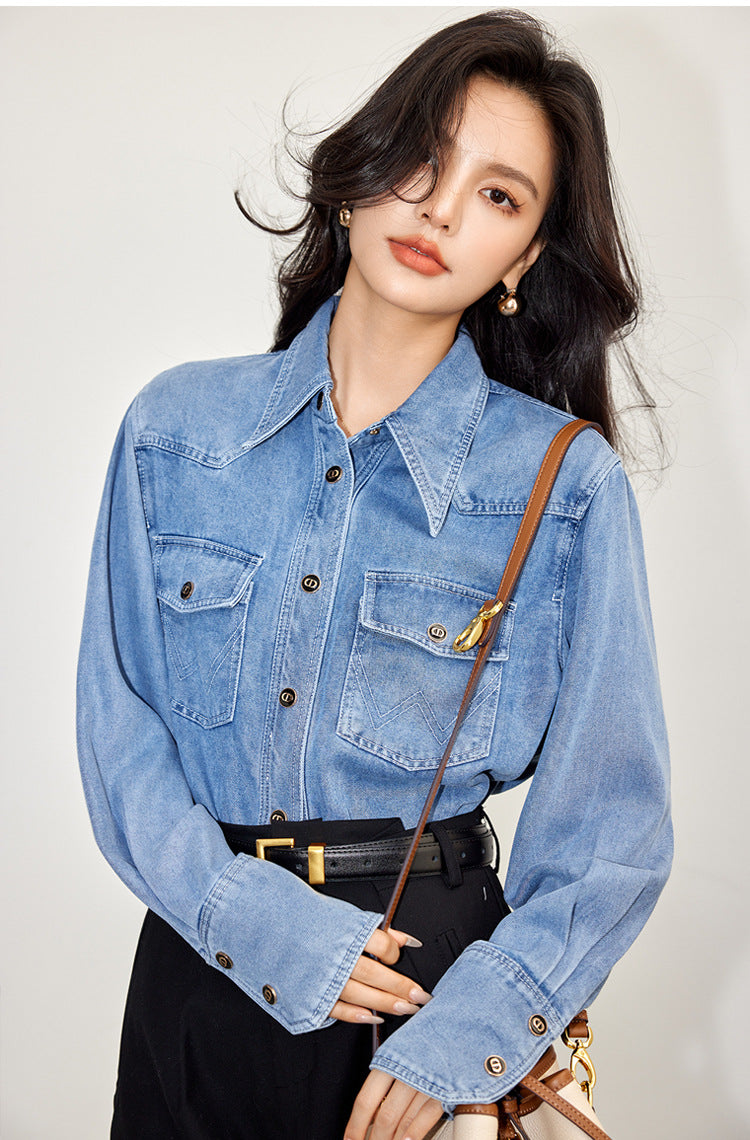 Stylish Casual Blue Denim Shirt