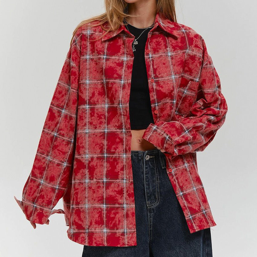 Retro Classic Cotton Red Plaid Shirt