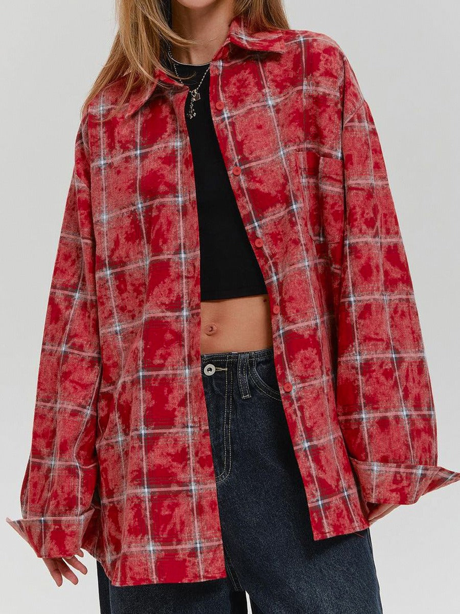 Retro Classic Cotton Red Plaid Shirt