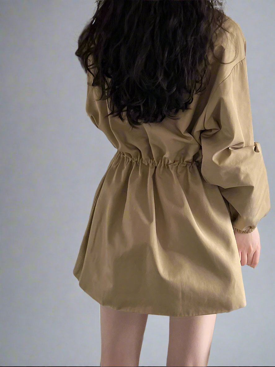 Drawstring waist Length Trench Coat