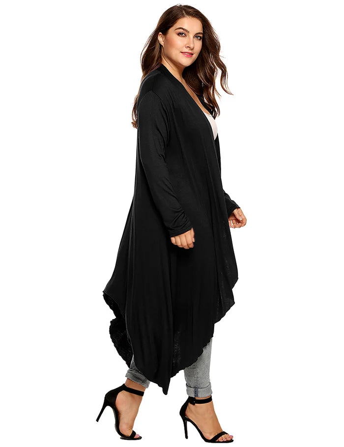 Plus Size Open-Front Drape Cardigan