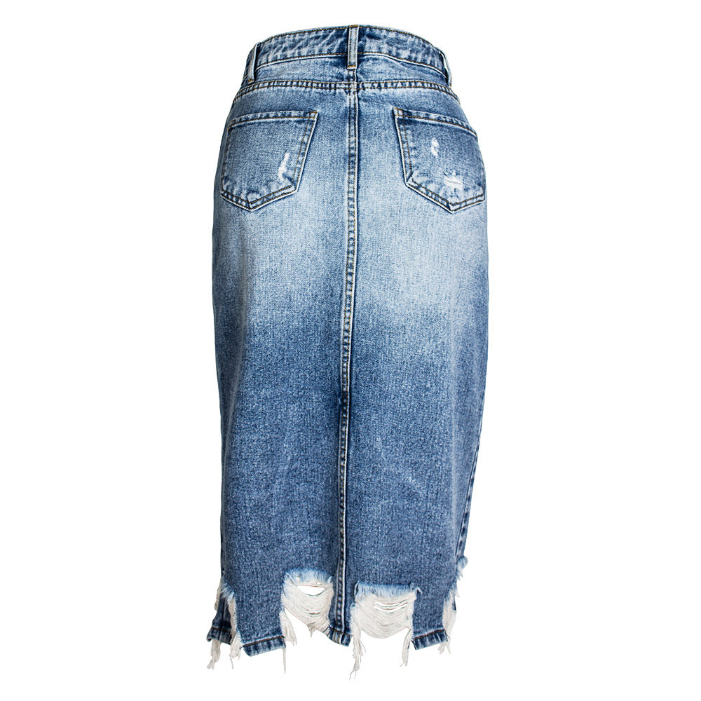 Urban Style Irregular Denim Skirt