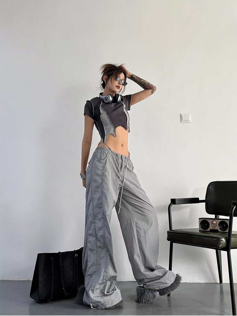 Pleated Design Streetwear Pants