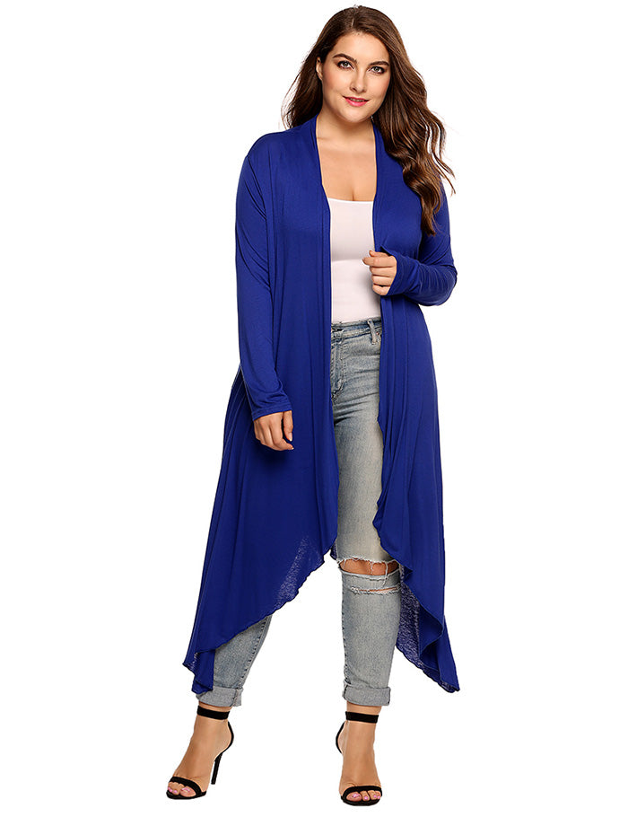 Plus Size Open-Front Drape Cardigan