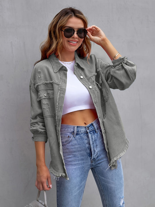 Casual Distressed Denim Jacket