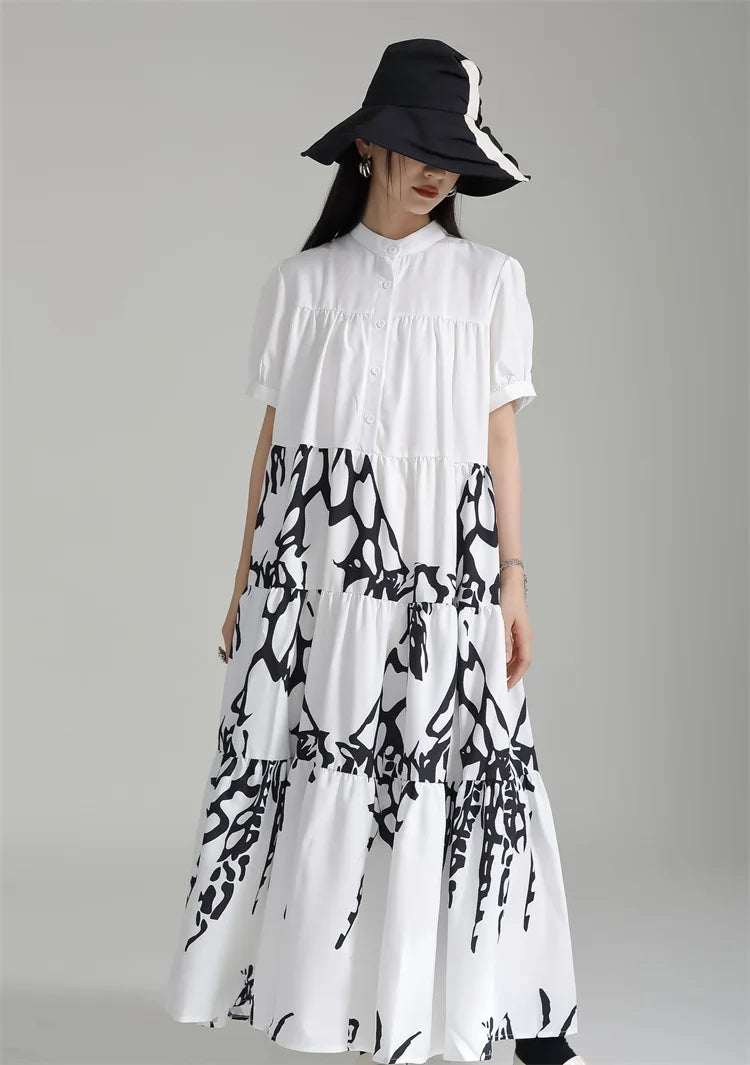 Artistic Black & White Maxi Dress