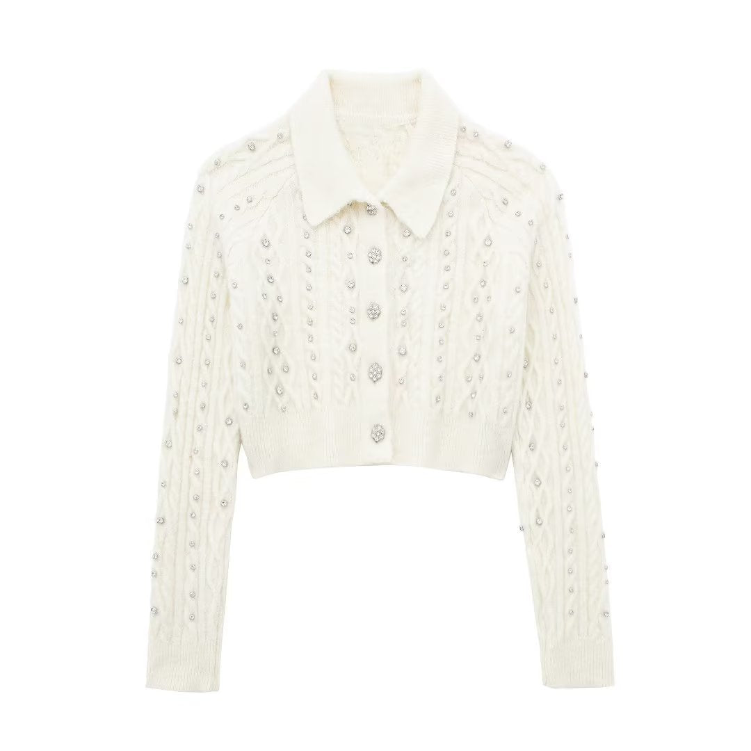 Rhinestones Knit Cardigan for women