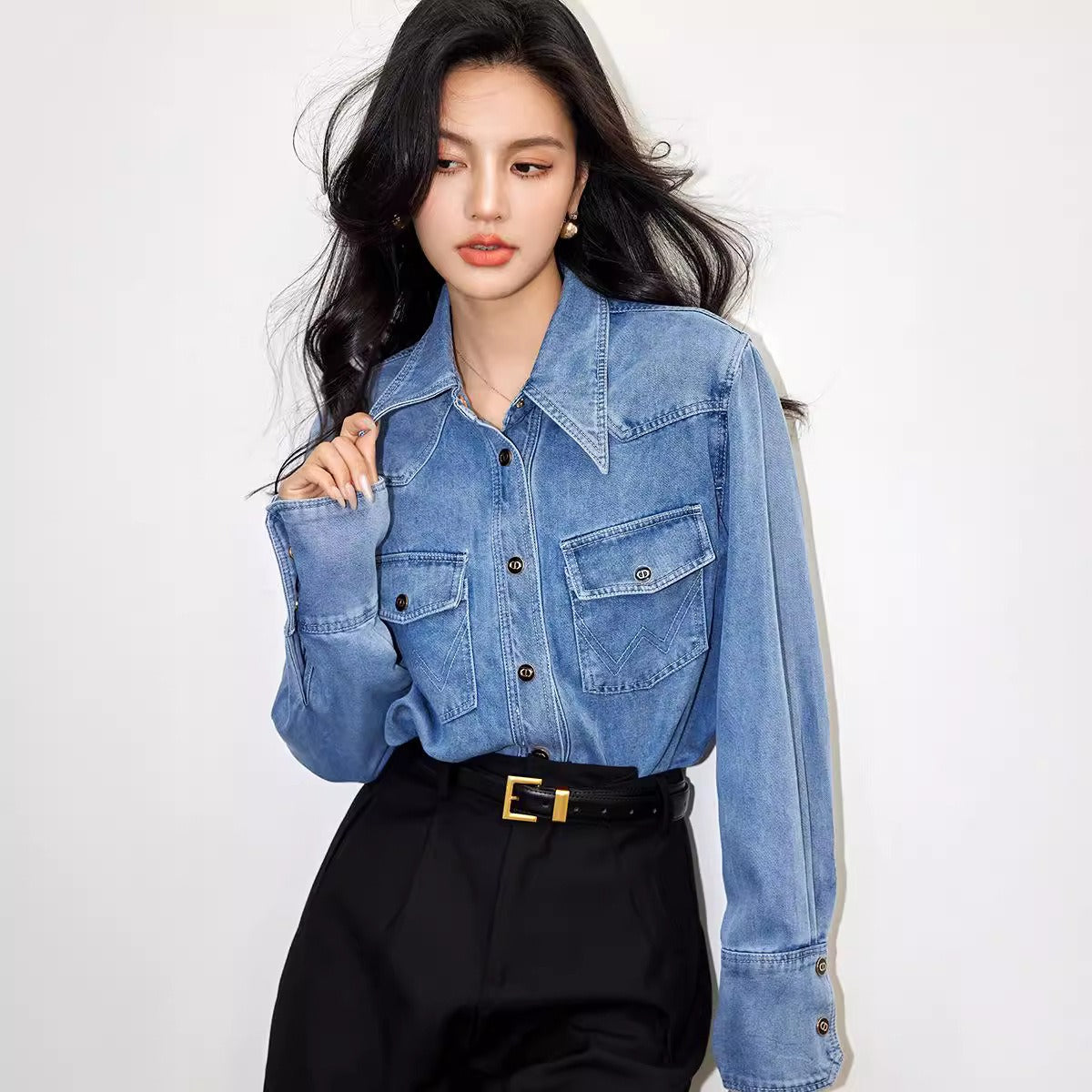 Stylish Casual Blue Denim Shirt