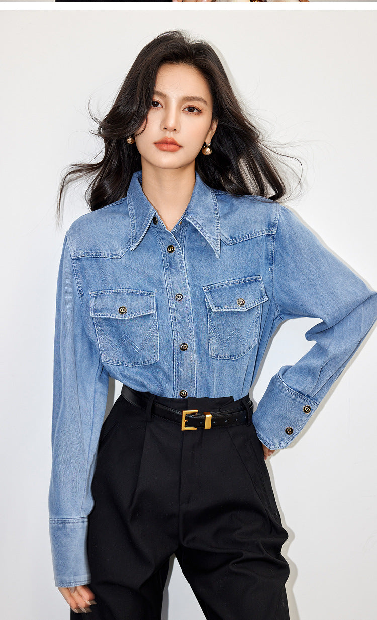 Stylish Casual Blue Denim Shirt