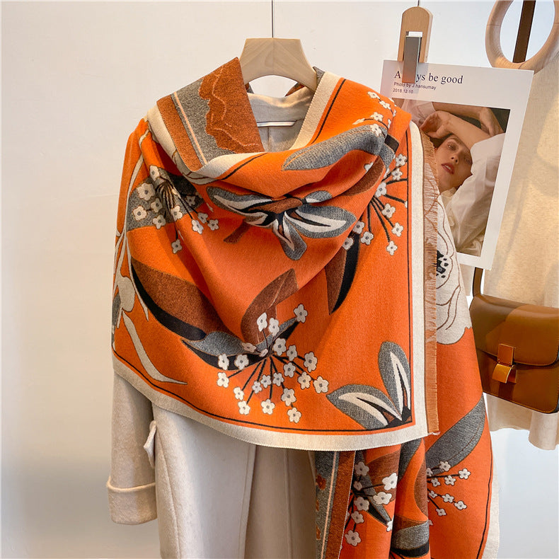 Floral thick Cashmere Pashmina