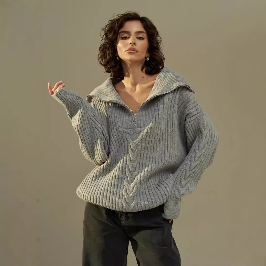 Oversize Ribbed Knit Sweater