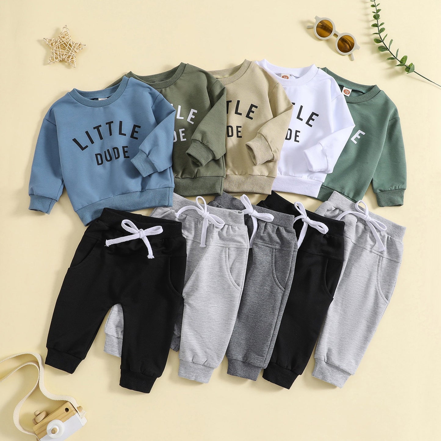 Little dude Cotton Sweatshirt & Pants Set