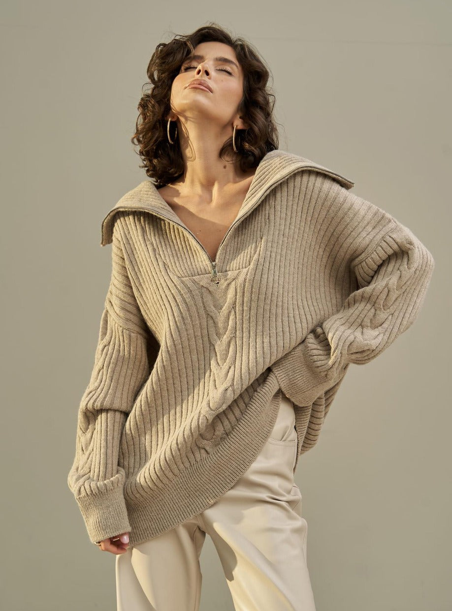 Oversize Ribbed Knit Sweater