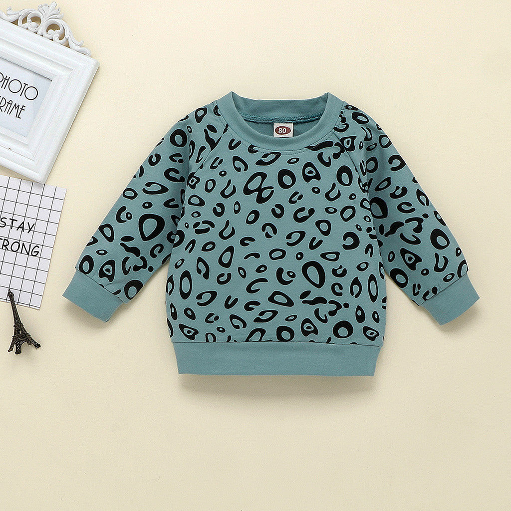 Leopard printed long sleeve top and pants for infant & toddler