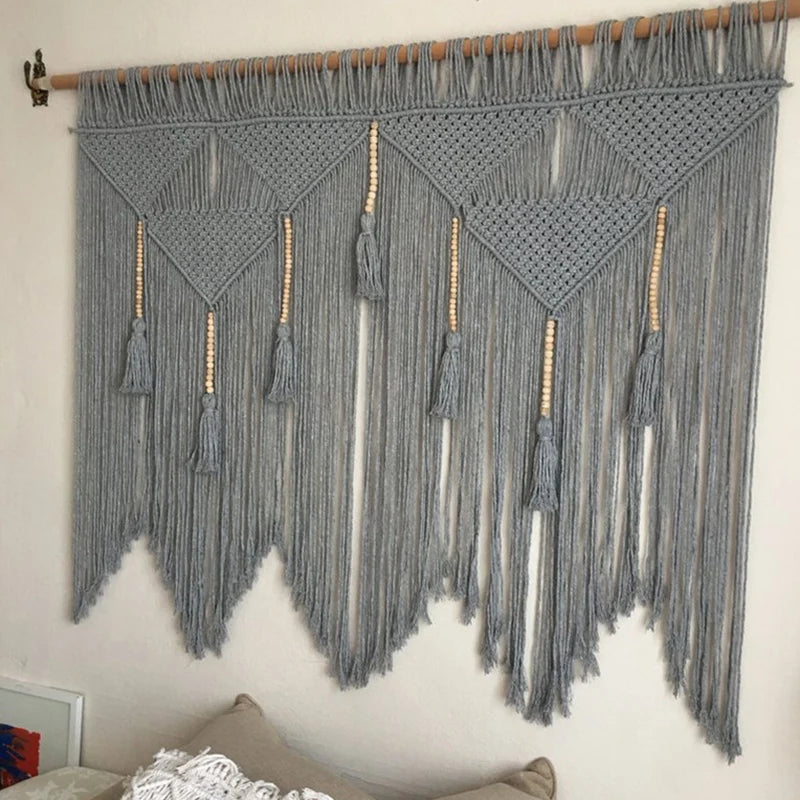 Handwoven Macrame Wall Hanging - Bohemian Cotton Rope Tapestry