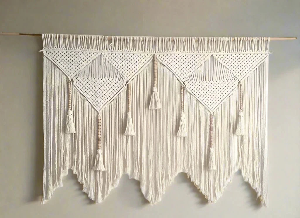 Handwoven Macrame Wall Hanging - Bohemian Cotton Rope Tapestry