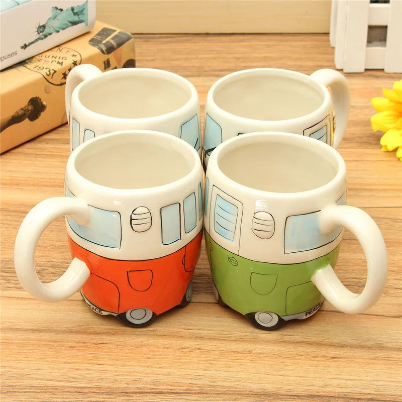 A Unique Hand-Painted 3D Double-Decker Bus Mug