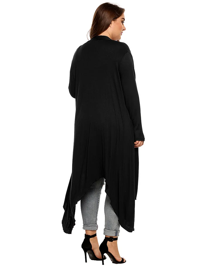 Plus Size Open-Front Drape Cardigan