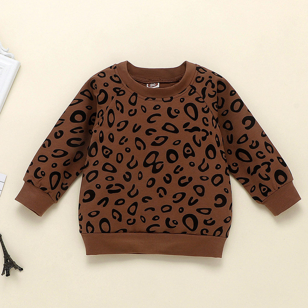 Leopard printed long sleeve top and pants for infant & toddler