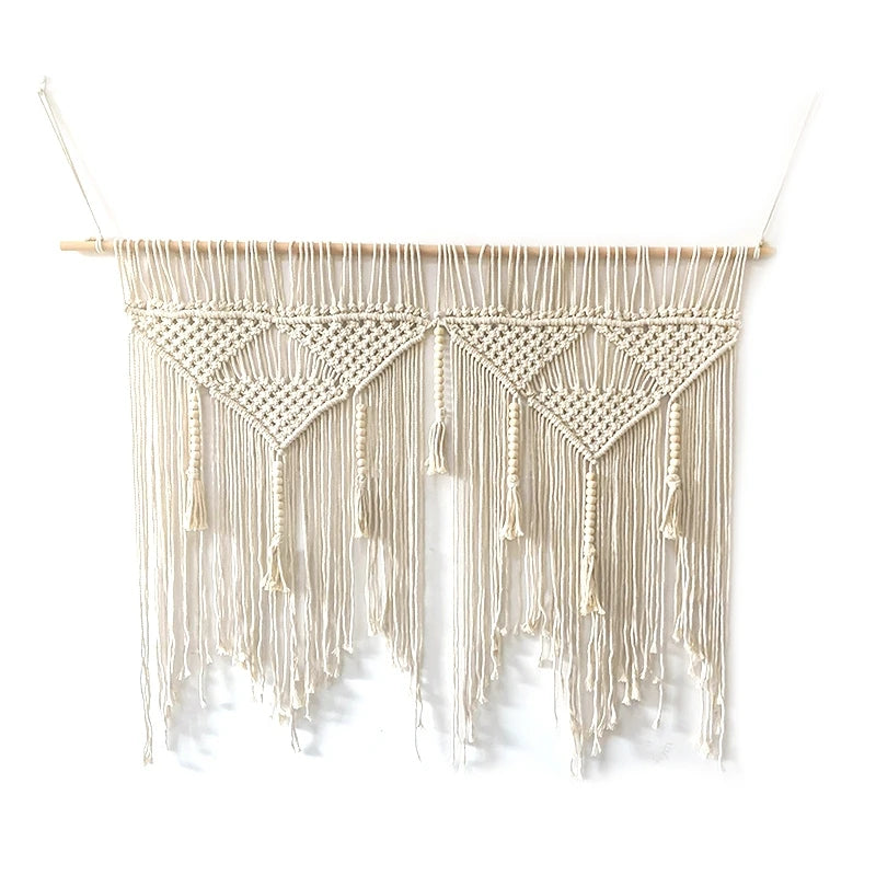 Handwoven Macrame Wall Hanging - Bohemian Cotton Rope Tapestry