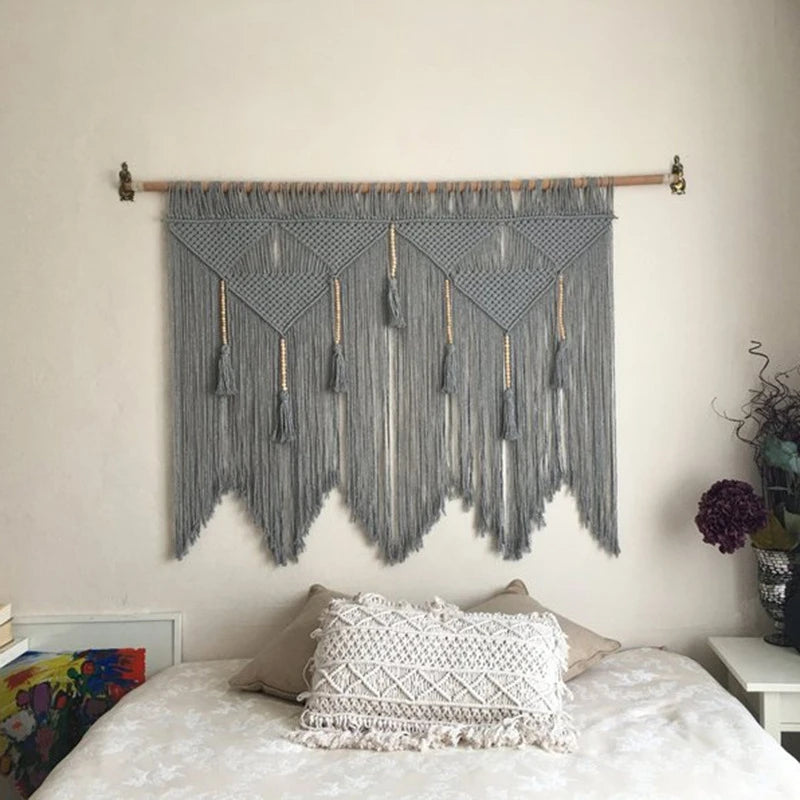 Handwoven Macrame Wall Hanging - Bohemian Cotton Rope Tapestry