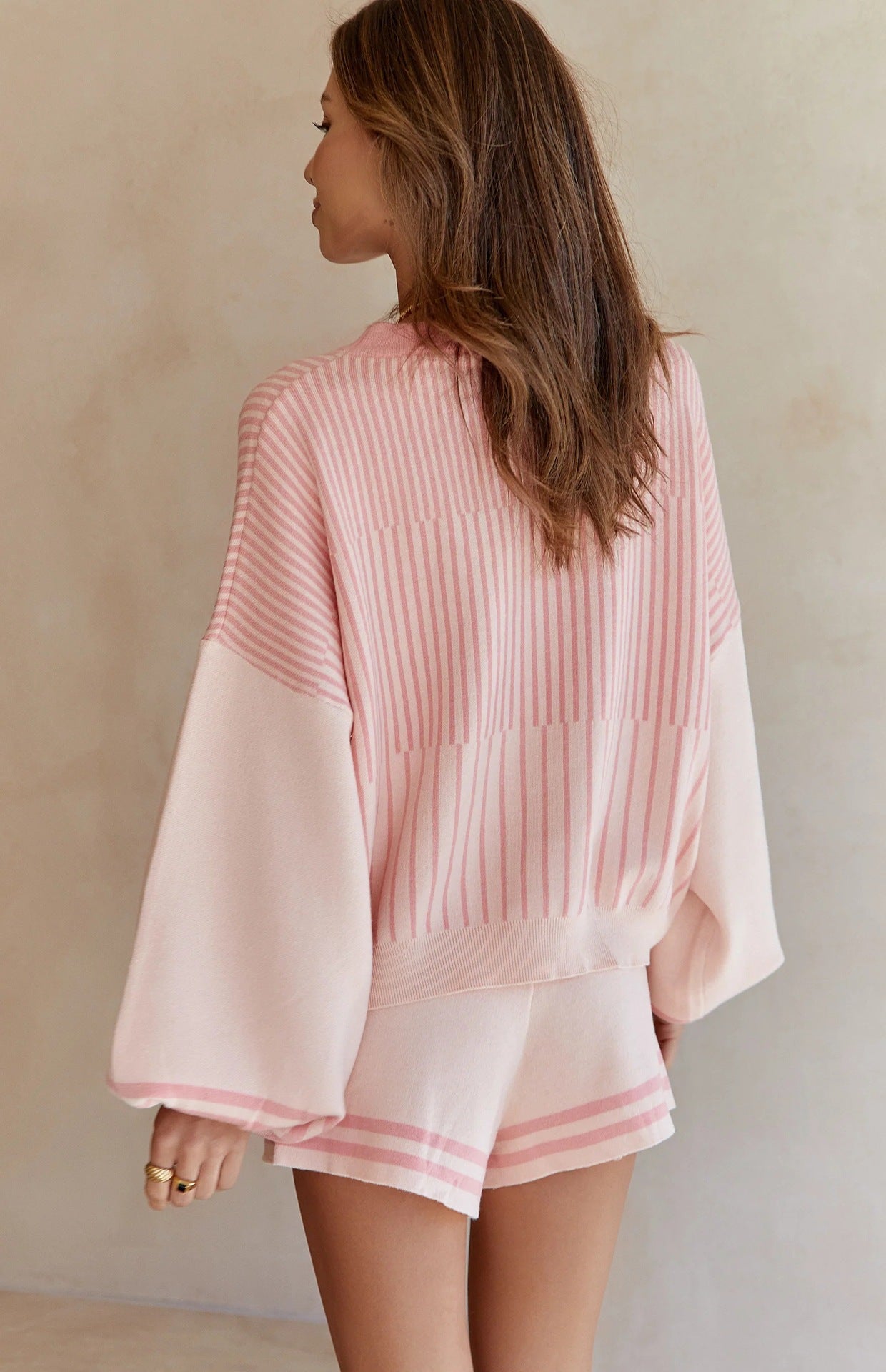 Casual Striped Knitted Sweater Set