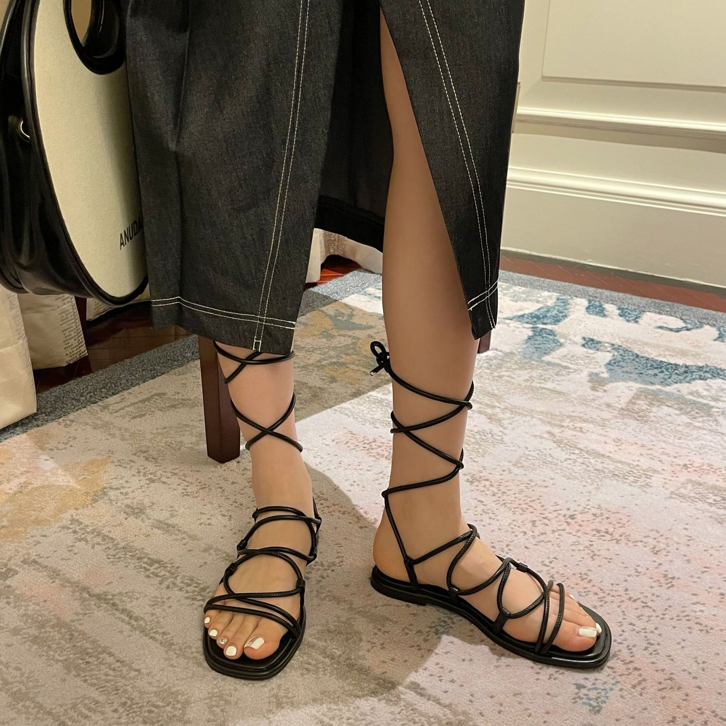 Long tube strappy Roman Sandal