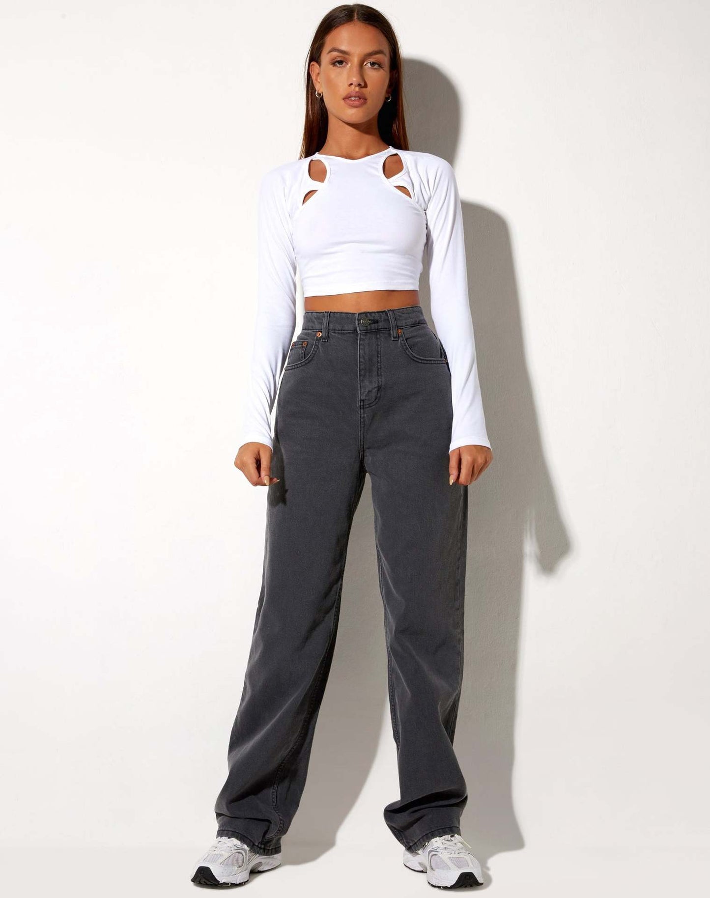 High Waist Loose Straight  Denim Trousers