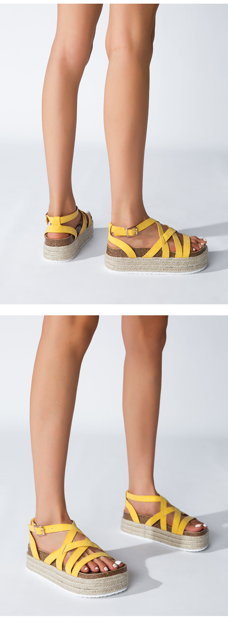 Muffin Platform, Strap Cross Buckle Sandals