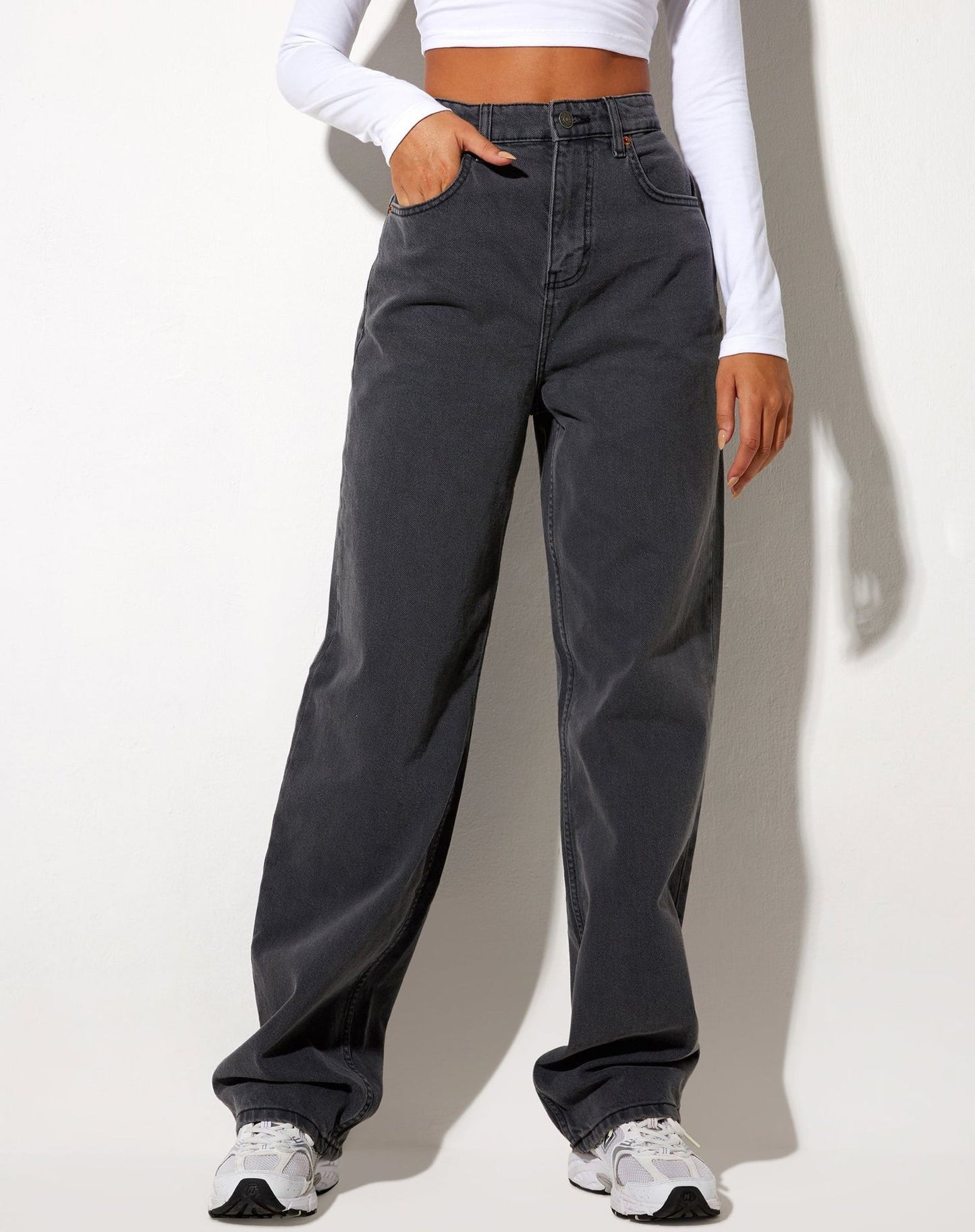 High Waist Loose Straight  Denim Trousers