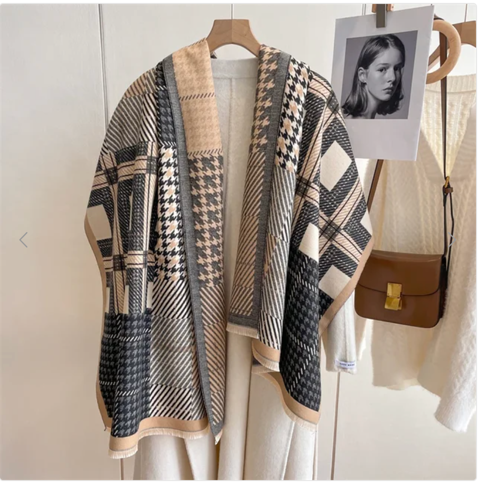 Elegant Geometric Patterned Thick Cashmere Pashmina